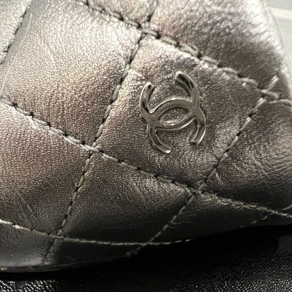 CHANEL DK SILVER / black Mules 2017 C9981 chain detail size 35 EUC